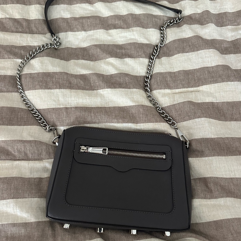 Slate grey Leather Crossbody Bag